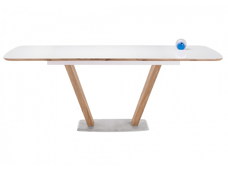 Стол стеклянный Петир 160(200)х90х76 дуб монтана / белый