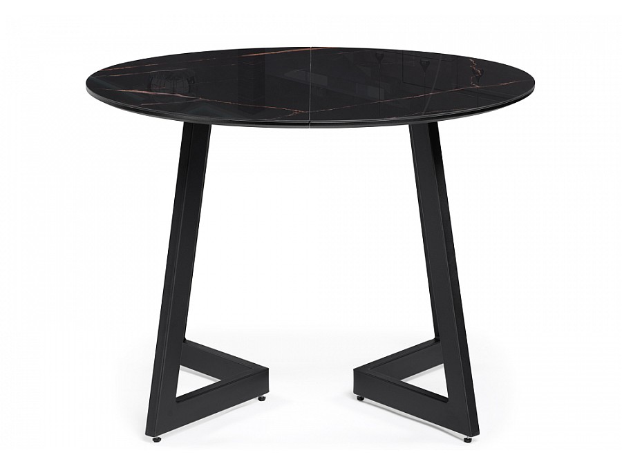 Стол стеклянный Алингсос 100(140)х100х76 обсидиан / черный