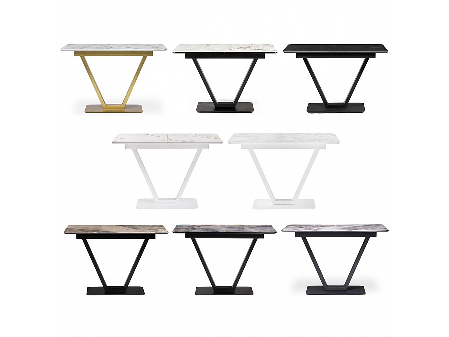 Стол стеклянный Бугун 120(160)х80х77 белый мрамор / белый