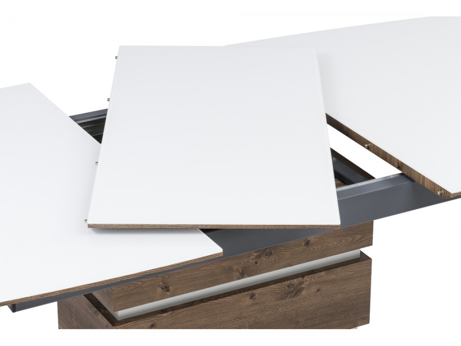 Стол стеклянный Фернан 140(180)х80х76 орех кантри / белый