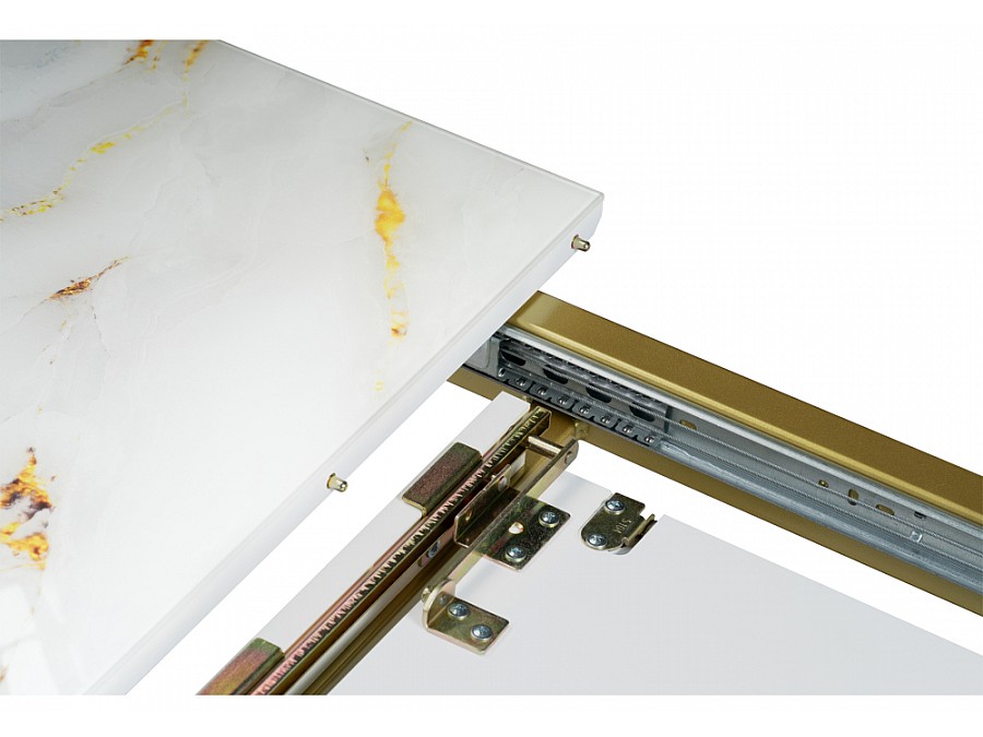 Стол стеклянный Бугун 120(160)х80х77 белый / золото