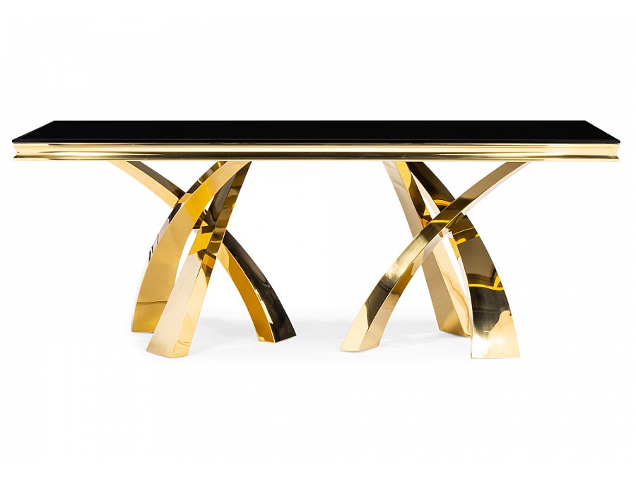 Стол стеклянный Komin 2 200х100х76 черный / золото