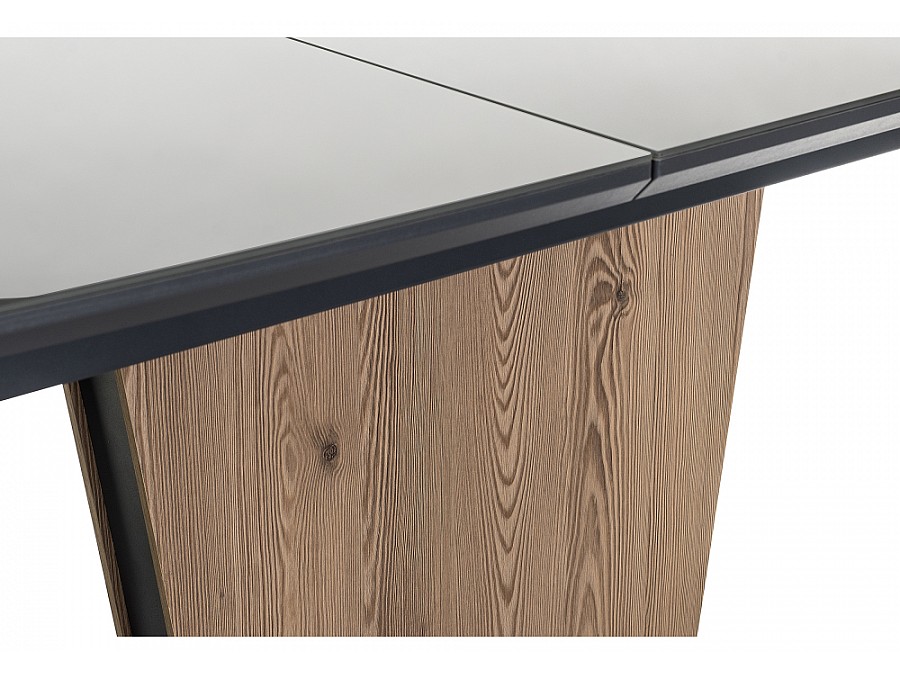 Стол стеклянный Теон 140(180)х80х76 лиственница / графит