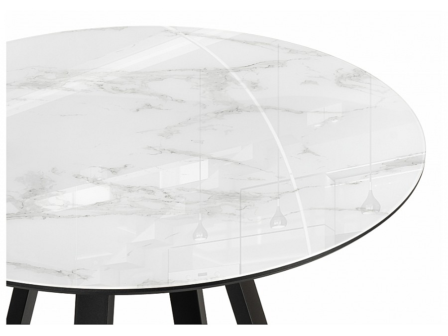 Стол стеклянный Норфолк 100х78 белый мрамор / черный