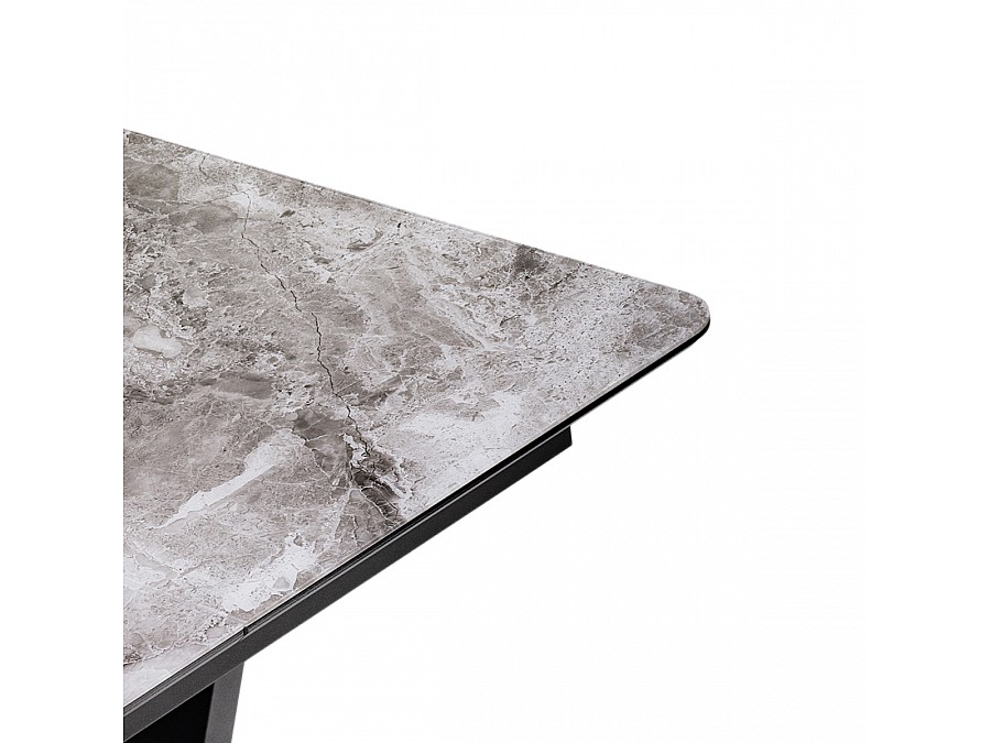 Стол стеклянный Бугун 120(160)х80х77 мрамор серый / черный