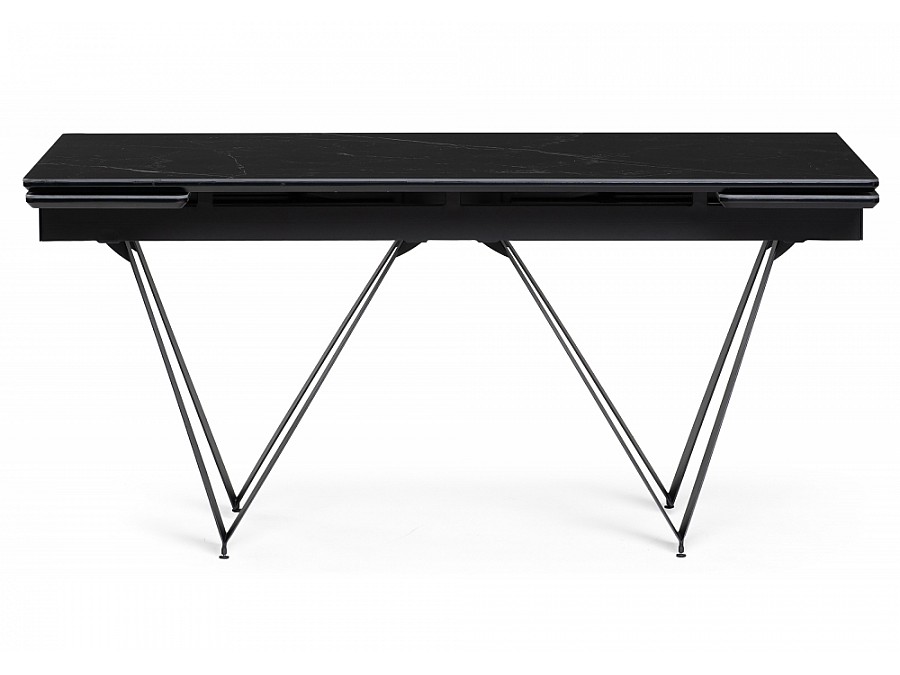 Стол стеклянный Марвин 160(220)х90х76 черный мрамор / черный