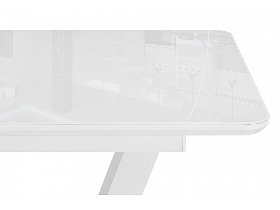 Стол стеклянный Иматра 140(180)х80х75 белый / белая шагрень