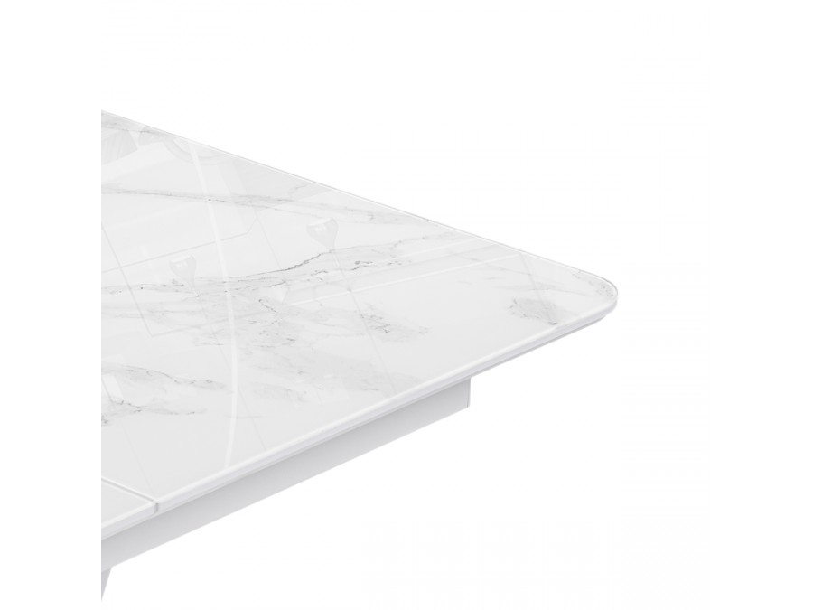 Стол стеклянный Бугун 120(160)х80х77 белый мрамор / белый