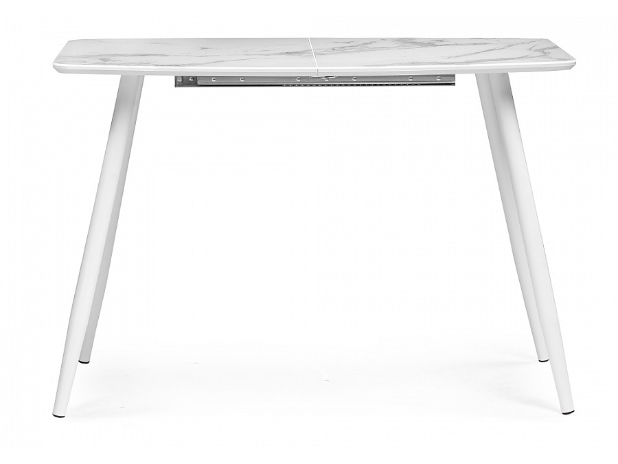 Стол стеклянный Эмма 110(150)х70х76 белый мрамор / белый