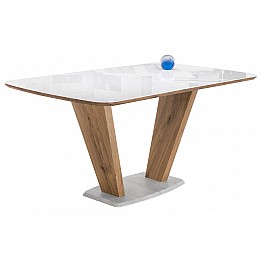 Стол стеклянный Петир 160(200)х90х76 дуб монтана / белый