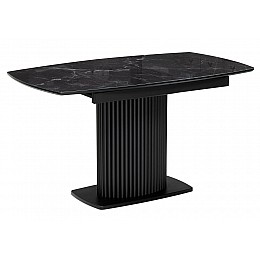 Стол стеклянный Фестер 140(180)х80х76 черный мрамор / черный