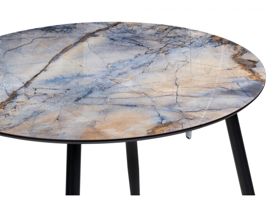 Стол стеклянный Кловис 100(140)х100х76 магеллан / черный