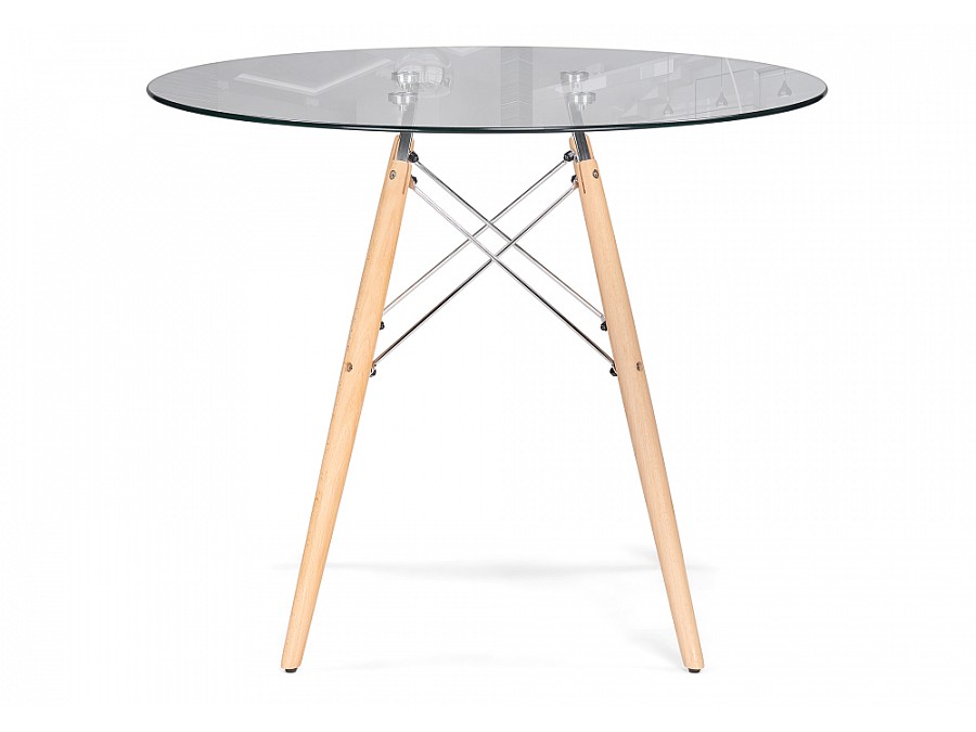 Стол стеклянный PT-151 80х76 clear glass / wood
