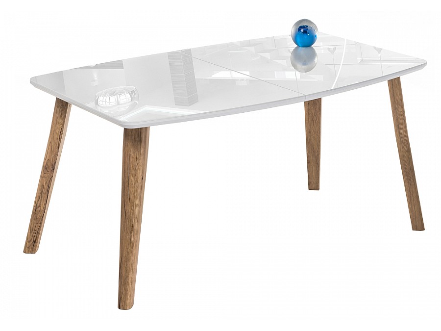 Стол стеклянный Серсея 140(180)х80х75 дуб монтана / белый