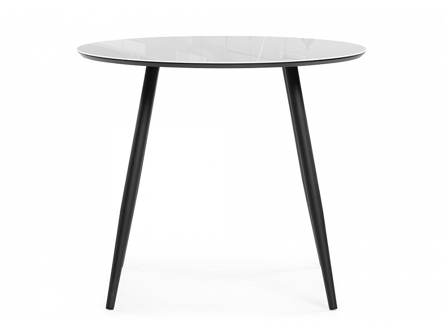 Стол стеклянный Абилин 90 ультра белое стекло / черный / черный матовый