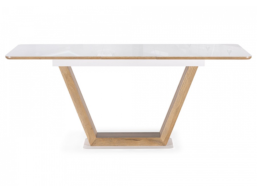 Стол стеклянный Иматра 140(180)х80х75 белый / дуб вотан