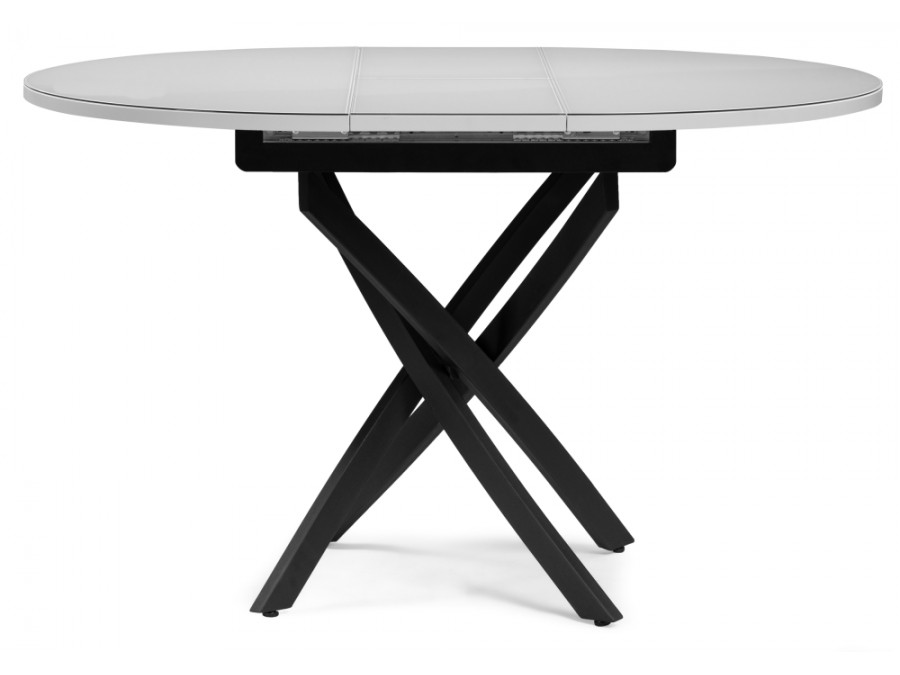 Стол стеклянный Лауриц 100(130)х100х80 черный / белый раскладной