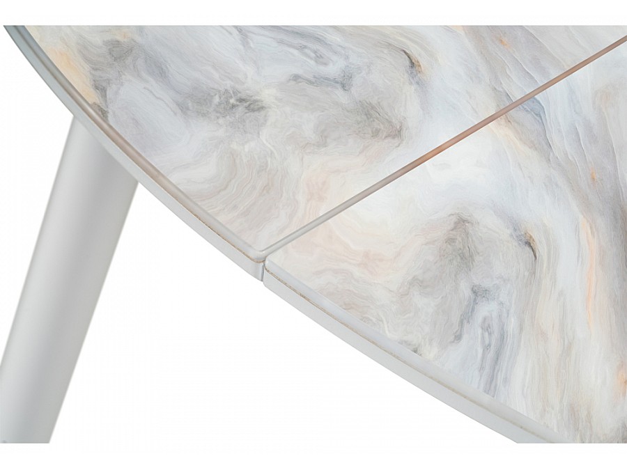 Стол стеклянный Кловис 100(140)х100х76 кианит / белый