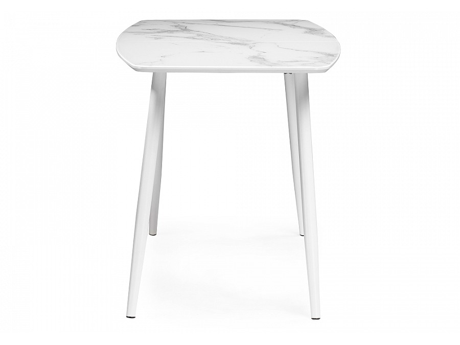 Стол стеклянный Эмма 110(150)х70х76 белый мрамор / белый