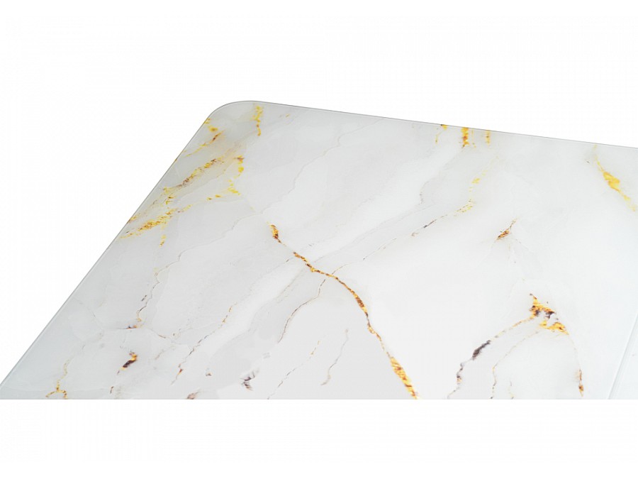 Стол стеклянный Бугун 120(160)х80х77 белый / золото