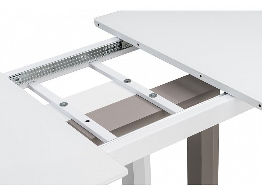 Стол стеклянный Санса 140(180)х80х76 грей / белая шагрень / грей