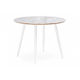 Стол стеклянный Абилин 90 ультра белое стекло / дуб вотан / белый матовый