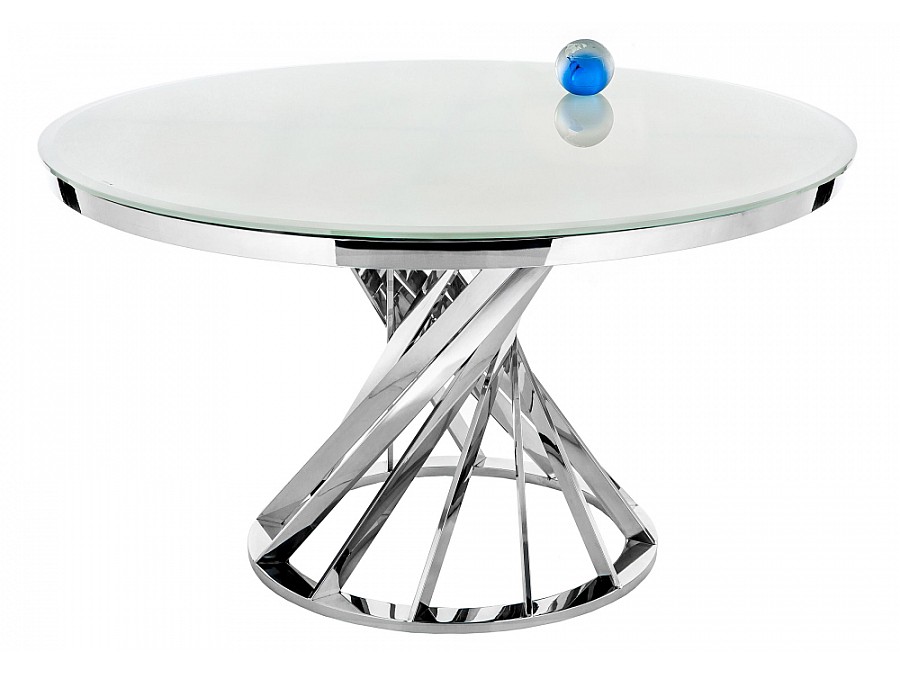 Стол стеклянный Twist 130х74 steel / white
