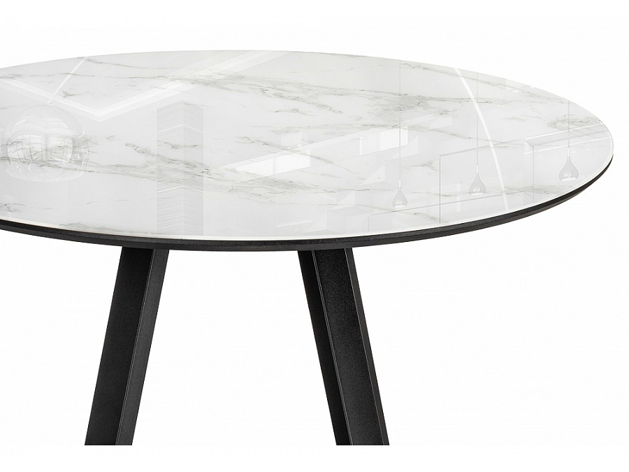Стол стеклянный Норфолк 100х78 белый мрамор / черный
