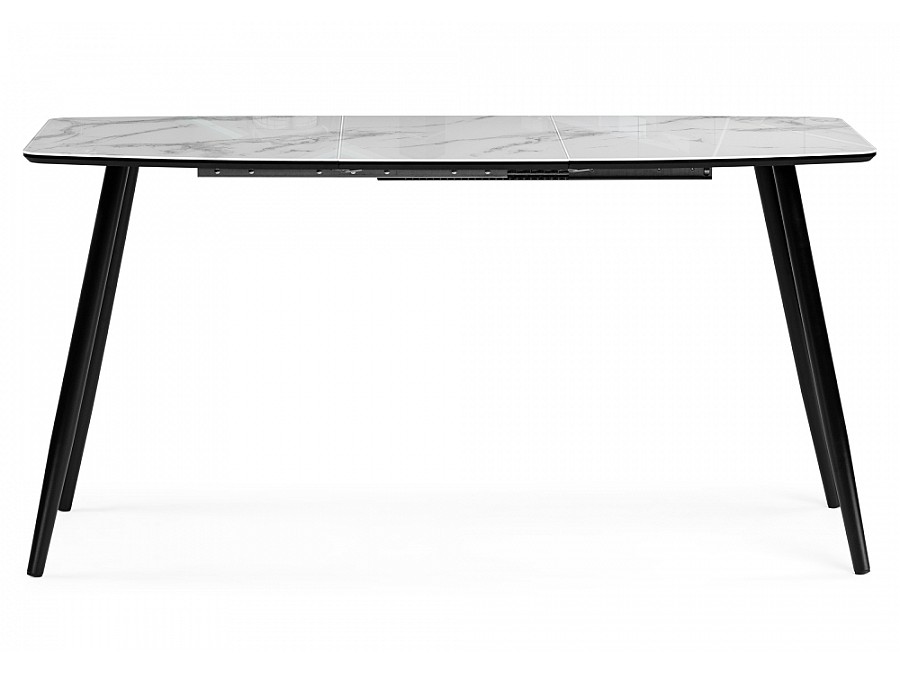 Стол стеклянный Эмма 110(150)х70х76 вставка стекло / черный / черная шагрень