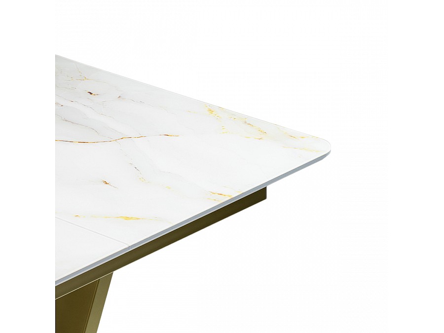 Стол стеклянный Бугун 120(160)х80х77 белый / золото