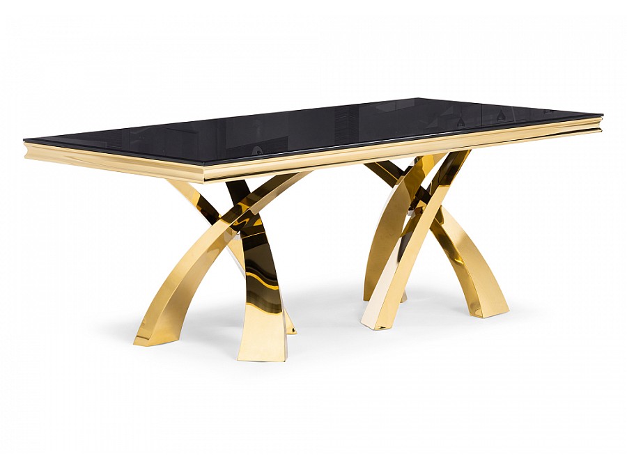 Стол стеклянный Komin 2 200х100х76 черный / золото