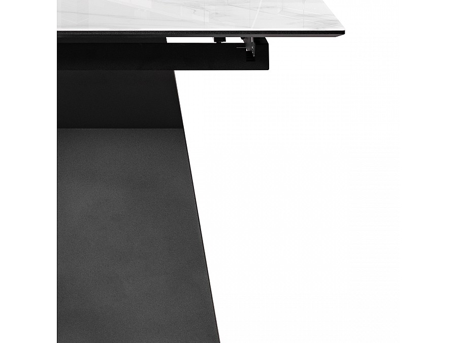 Стол стеклянный Денхольм 240(290)х100х75 белый мрамор / черный