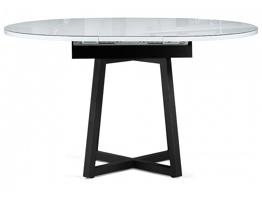 Стол стеклянный Регна 100(130)х100х75 черный / белый