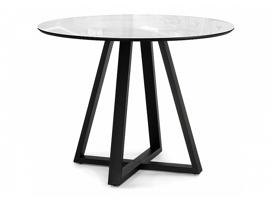 Стол стеклянный Норфолк 100х78 белый мрамор / черный