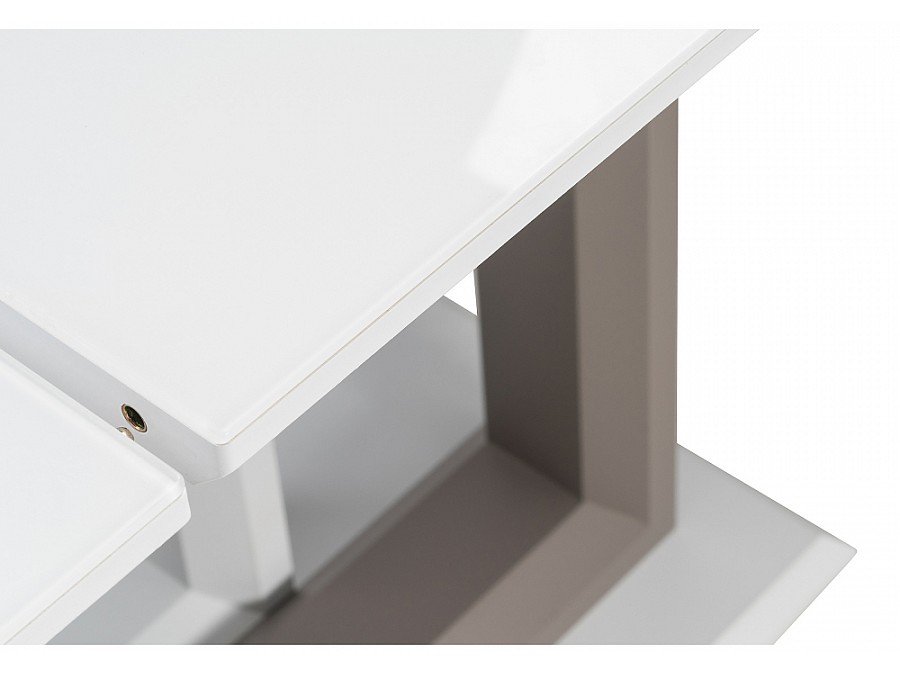 Стол стеклянный Санса 140(180)х80х76 грей / белая шагрень / грей