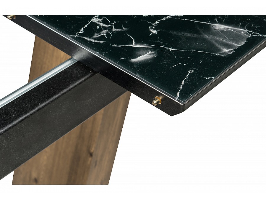 Стол стеклянный Иматра 140(180)х80х76 мрамор черный / черная шагрень