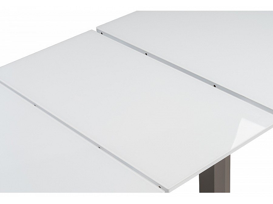 Стол стеклянный Санса 140(180)х80х76 грей / белая шагрень / грей