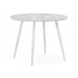 Стол стеклянный Абилин 90х76 ультра белое стекло / белый матовый