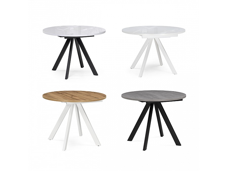 Стол стеклянный Трейси 110(150)х100х75 белый / черный