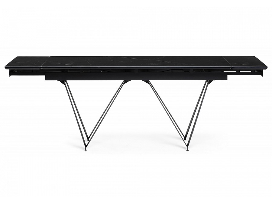 Стол стеклянный Марвин 160(220)х90х76 черный мрамор / черный