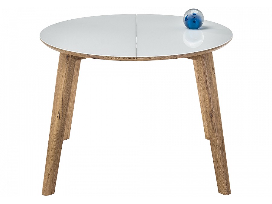 Стол стеклянный Семвэлл 100(140)х100х75 дуб монтана / белый