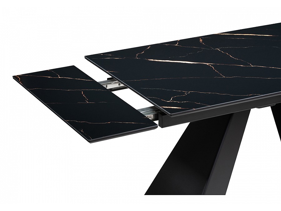 Стол стеклянный Торвальд 140(200)х80х77 обсидиан / черный