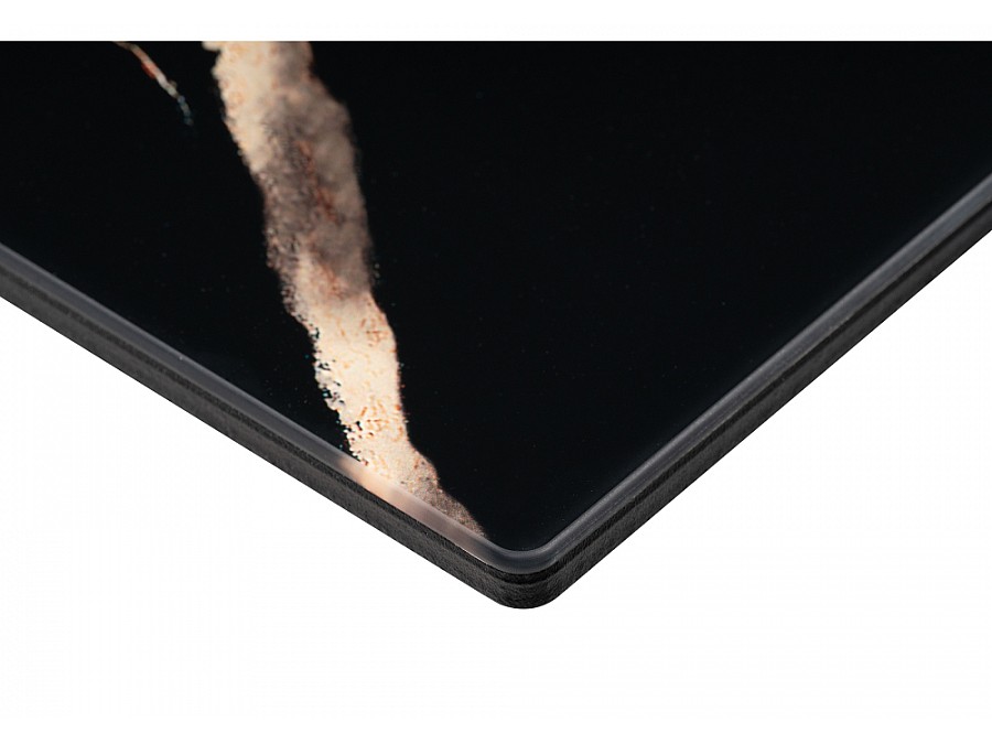 Стол стеклянный Торвальд 140(200)х80х77 обсидиан / черный