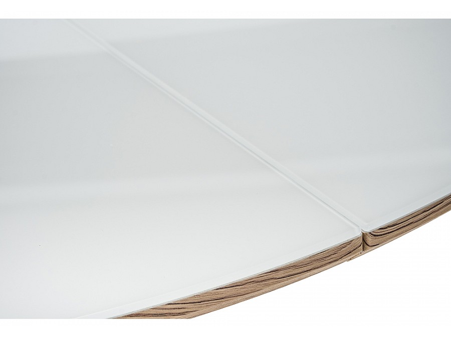 Стол стеклянный Семвэлл 100(140)х100х75 дуб монтана / белый