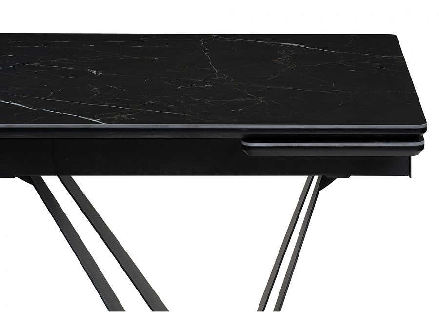 Стол стеклянный Марвин 160(220)х90х76 черный мрамор / черный