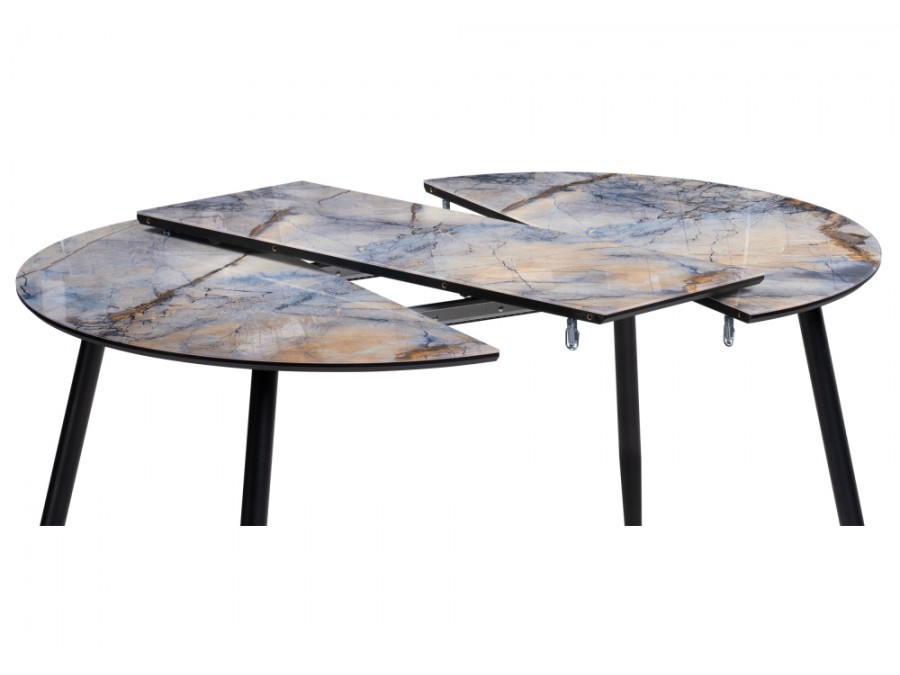 Стол стеклянный Кловис 100(140)х100х76 магеллан / черный