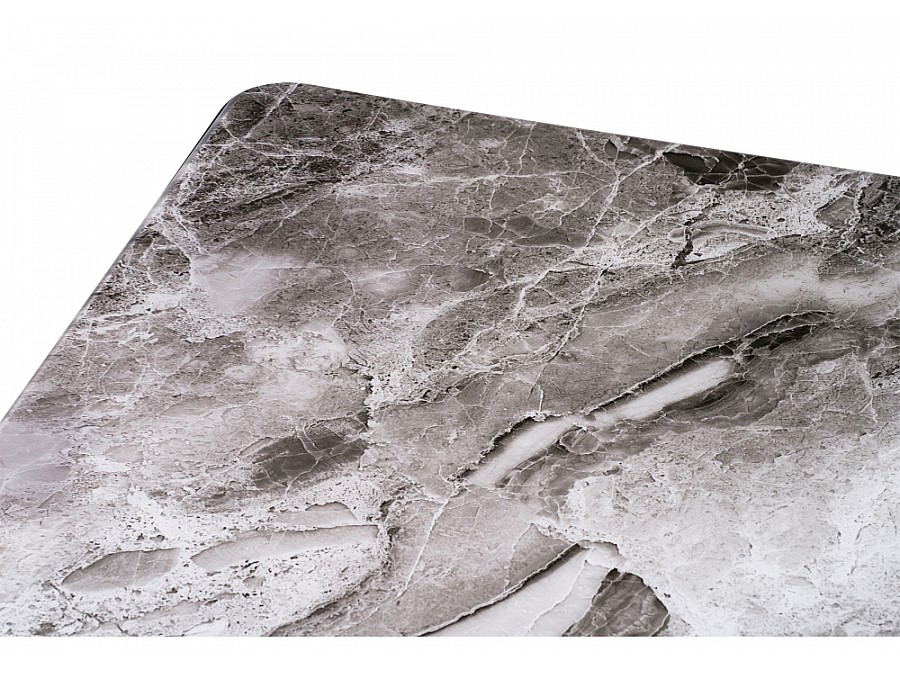 Стол стеклянный Бугун 120(160)х80х77 мрамор серый / черный