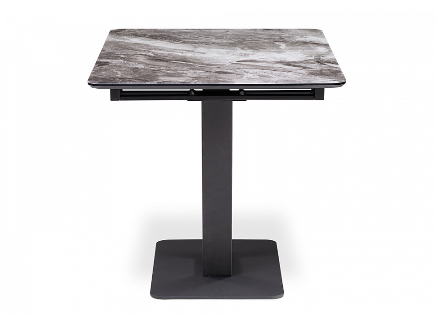 Стол стеклянный Бугун 120(160)х80х77 мрамор серый / черный