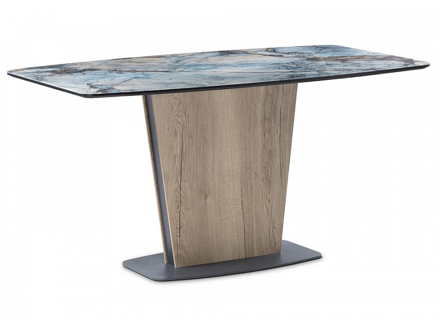 Стол стеклянный Теон 140(180)х80х75 магеллан / галифакс натуральный / графит