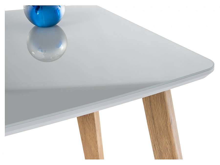 Стол стеклянный Серсея 140(180)х80х75 дуб монтана / белый